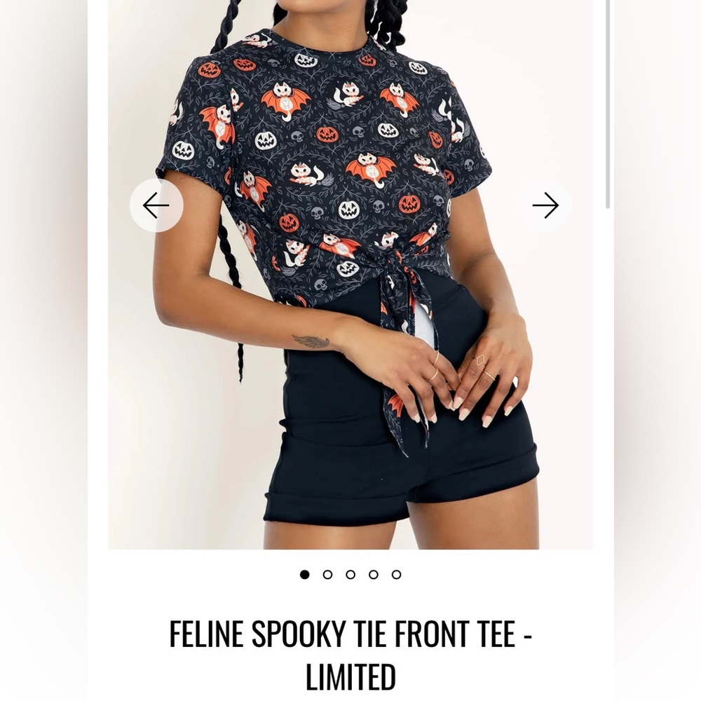 Blackmilk clothing feline spooky tie front tee